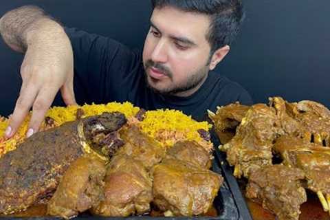 ASMR;EATING SPICY FISH CURRY+CHICKEN CURRY+MUTTON CURRY WITH MASALA RICE || REAL MUKBANG(NO TALKING)