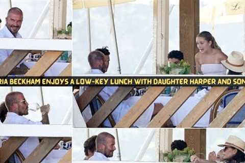 Victoria Beckham enjoys a low-key lunch with daughter Harper and son Cruz