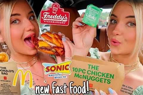 Trying NEW FAST FOOD Items for 24 HOURS! McDonald's, Sonic, Freddy's &amp; more!
