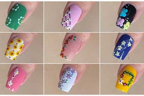 Top 10 Easy and new floral nail art designs for beginners || Trending nails 2023