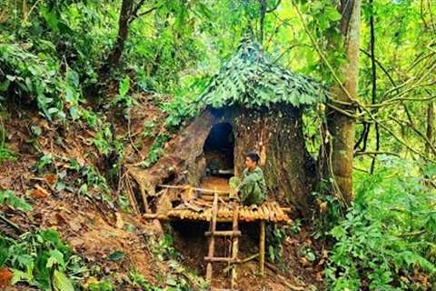 Survival Alone in the forest, Build a giant tree shelter full of mystery and warmth, a tree house