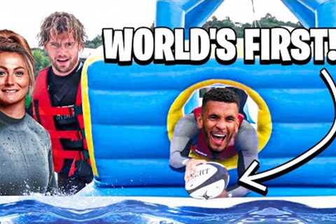 Hilarious Rugby WIPEOUT hits hard! | TV Stars v Rugby Pro