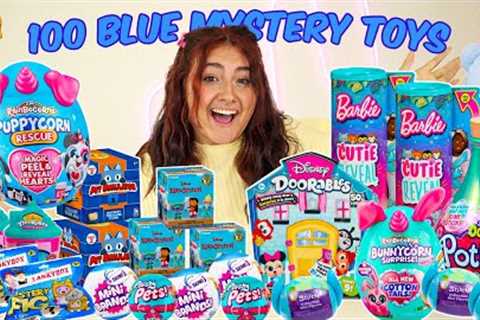 Unboxing 100 *BLUE* Mystery toys!!😱🎁 *RARE FINDS*