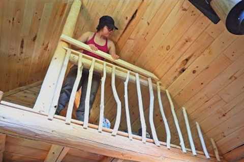 Building A Log Cabin | Ep. 60 | Second Floor Railing With Branch Balusters &amp; Injury Update!