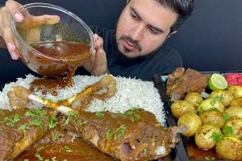 ASMR; EATING 2 SPICY MUTTON LEGS WITH EXTRA GRAVY+20 EGGS+RICE || REAL MUKBANG(NO TALKING)