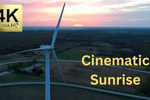 Mesmerizing Sunrise of Wind Turbines from a Drone's view!
