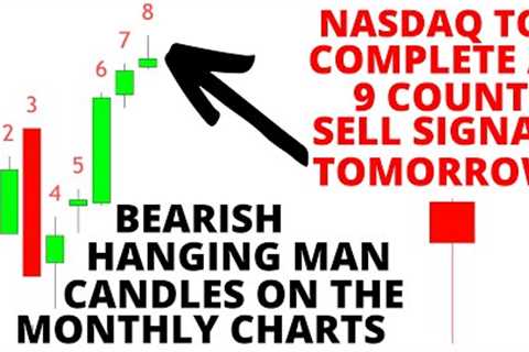 Stock Market CRASH Wave 3 After Labor Day - Daily 9 Count Sell Signals &amp; Monthly Hanging Man..