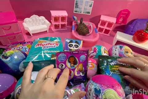 45 MYSTERY TOYS ASMR pink SURPRISES LOL Squishy toys mini brands Disney. No talking