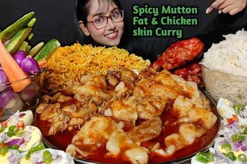Eating Mutton Fat &amp; Chicken Skin Curry, Schezwan Chicken, Maggi | Big Bites | Asmr Eating |..