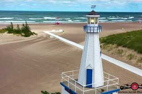 New Buffalo Michigan Getting Hit With Big Waves &amp; High Winds 4K Drone Footage Aug 30