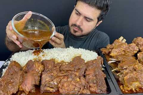 ASMR; EATING SPICY CHICKEN THAI CURRY+MUTTON CHOPS CURRY+EXTRA CURRY WITH RICE || MUKBANG(NO TALKING