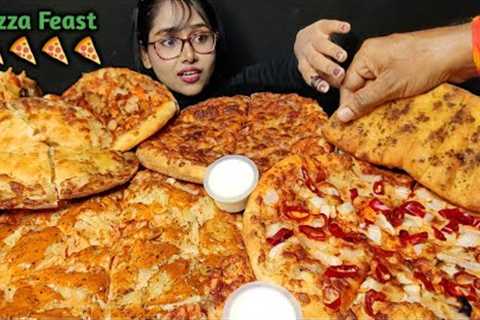 Eating Different types of Pizza | Domino's Pizza Feast | Big Bites | Asmr Eating | Mukbang