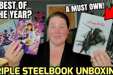 TRIPLE STEELBOOK UNBOXING!!! *sleepy hollow, matilda &amp; spiderman across the spiderverse*