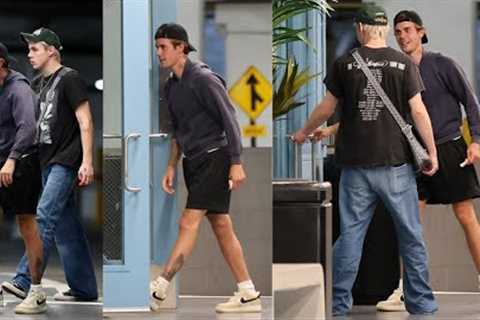 Justin Bieber Hangs Out with Protege The Kid Laroi in LA