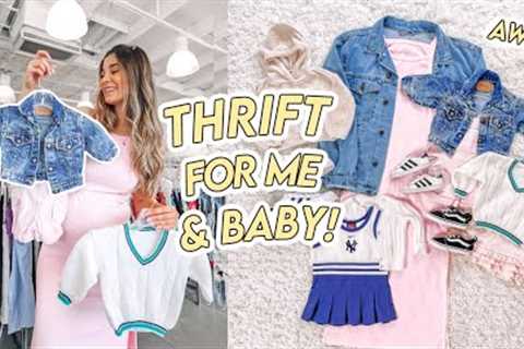 THRIFT WITH ME for my toddler + newborn baby girl *cutest thrift trip you’ve ever seen*