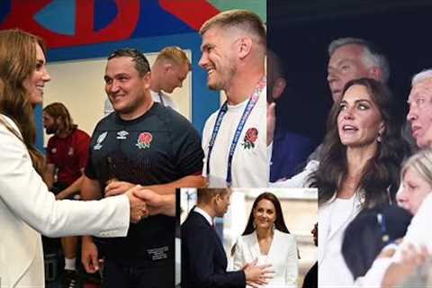 Catherine,rocks £1,945 white Alexander McQueen suit and dons necklace for special appearance in Fra