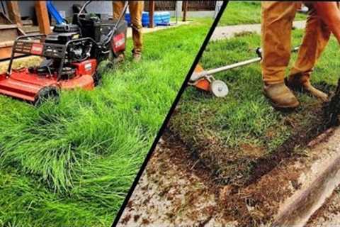 Homeowner AMAZED After I Mowed &amp; Edged Her OVERGROWN Lawn