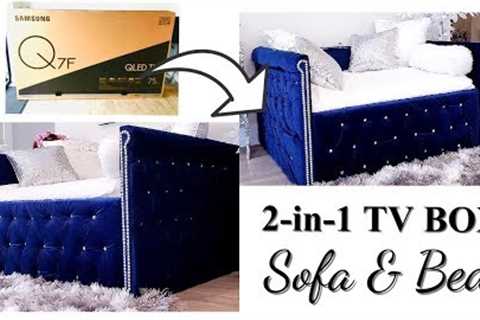 HOW TO USE TV BOXES TO MAKE A 2-IN-1 SOFA/ BED WITH STORAGE!