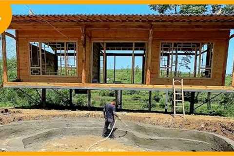 Log Cabin Build Crafting a 2-Storey Wooden House - Process of chiseling &amp; assembling wooden..