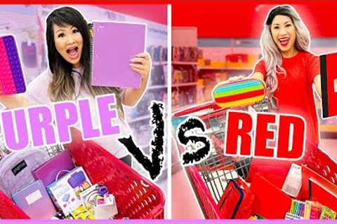 BACK TO SCHOOL SHOPPING CHALLENGE! PURPLE VS RED school supplies haul !