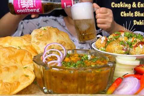 Cooking &amp; Eating Chole Bhature, Dahi Puri, Salad &amp; Beer | Recipe | Street Food | Mukbang |..