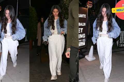SELENA GOMEZ LOOKS CHIC AS SHE EXITS GIORGIO BALDI WITH FRIENDS AFTER DINNER!!!