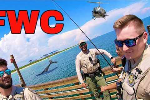 MANGROVE SNAPPER FISHING the CRAZIEST Pier in the world when a GANG of FWC GAME WARDEN shows up...