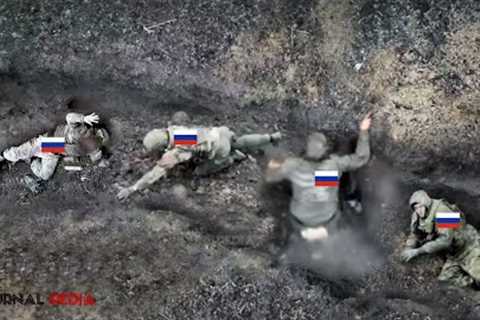 Horrible drone! Ukrainian DJI Mavic drone kill a group Russian troops in trenches at counterattack