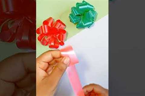 How to make puff bow with ribbon for gift wrapping || Gift wrap bow tutorial || #shorts