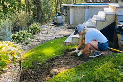 Digging Sod, Adding More Pool Landscaping, Rock &amp; Stepping Stone Path, Planting Niagara Falls..