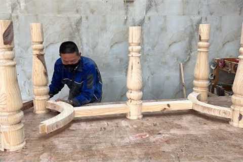 Amazing Ideas Woodworking || Build A Dinner Table With Artistic Swallow Wings