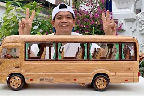 The carpenter spent 50 days crafting a unique wooden Toyota Coaster - Woodworking Art
