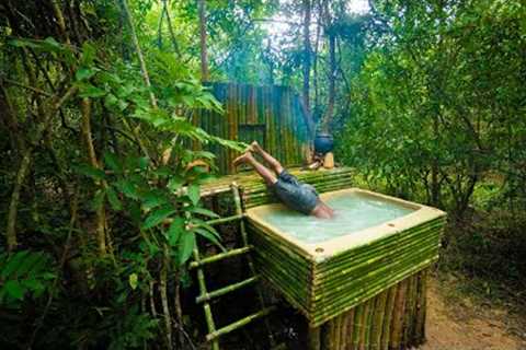 How To Build Bamboo SWimming Pool for My Little Bamboo Tree House by Ancient Skills