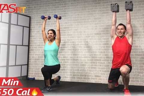 45 Min Total Body Strength Workout for Women &amp; Men - Home Weight Training Full Body Dumbbell..