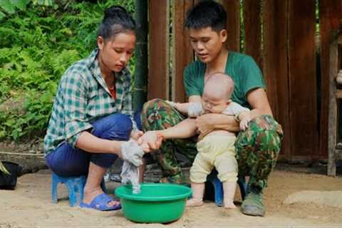 Taking medicine to clean wounds, digging up cassava roots to cook for pigs, survival skills