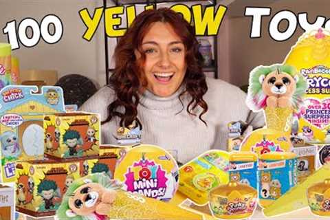 Unboxing 100 *YELLOW* Mystery toys!!😱🌼 *RARE FINDS*