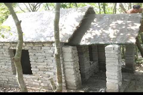 Building a beautiful roman house | Primitive technology with manual construction skills