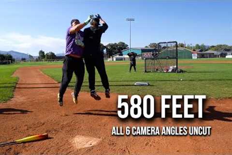 THE 580-FOOT HIT | All Camera Angles (4k) | 2023 Baseball Bat Bros World Record Attempt