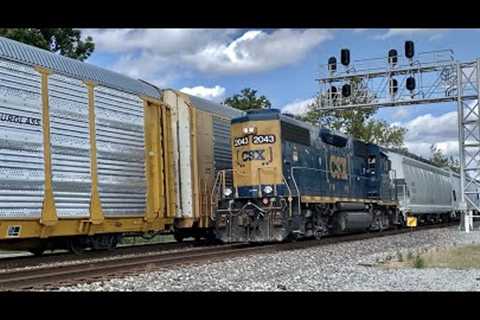 BIG O Scale Model Railroad With Smoking Steam Locomotives, 2 CSX Trains Passing &amp; Train With DPU