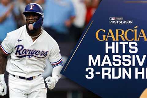 Adolis García ELECTRIFIES TEXAS! 3-RUN HR (Epic Bat Flip)