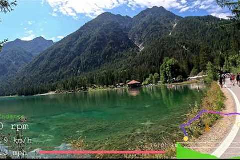 Indoor Cycling Lake Tour Dolomites with Telemetry Overlay 4K Video