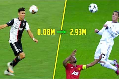 Cristiano Ronaldo headers but he jumps higher and higher...