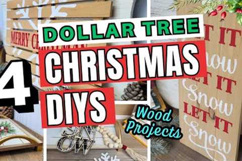 4 Dollar Tree Christmas Farmhouse DIYS | Quick &amp; Easy Wood Projects