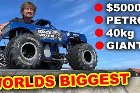 GIANT RC Car hits massive ramp FULL SPEED (gone wrong)