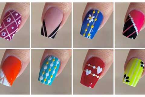10 Easy nail art designs with striping tape and dotting tools ||Nail art designs for beginners