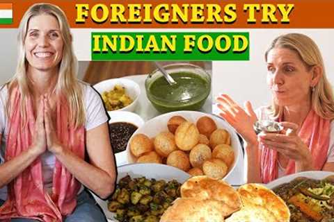Foreigners try Indian Food | Foreigner trying CHOLE BHATURE  / GOLGAPPA | Indian Food Reaction #food