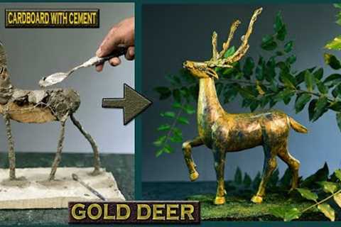 Unveiling the Secret: Transforming cardboard with Cement into a Majestic Deer Showpiece at home