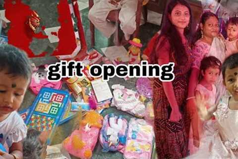 opening Rin's birthday GIFTS||Unboxing her 1St birthday gift|| GOLD,TOYS,TEDDY