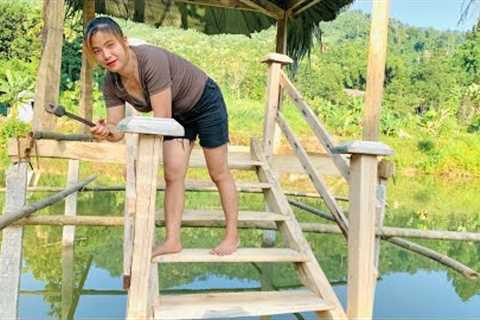 Building A Cabin In The Middle Of The Lake. Make A Stairs to cabin. LIVING OFF \ Triệu Lâm Farm