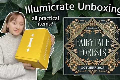 Illumicrate Unboxing October 2023 🌳🍃🦌🤎 fairytale forests, book subscription box, dark academia ✨